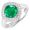 Cushion Cut Green Emerald and White Diamond 14K White Gold Halo Ring
2.31 ctw