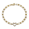CZ Halo Open Heart Paperclip Link Bracelet In 14K Gold Over Brass