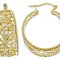 Open Filigree Hoop Earrings In 18K Gold Over Sterling Silver 32mm