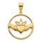 14k Yellow Gold Claddagh Circle Pendant