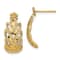 14K Yellow Gold Textured and Diamond-Cut Leaf Pattern Dangle Earrings