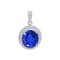 14K White Gold Oval Tanzanite and Diamond Pendant 3.31ctw