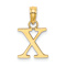 14k Yellow Gold Polished Block Letter X Initial Pendant