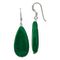 Sterling Silver Polished Green Jadeite Teardrop Dangle Earrings