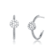 Open CZ Hoop Earrings In White Rhodium Over Brass