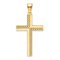 14k Yellow Gold Polished Beaded Textured Cross Pendant