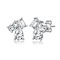 CZ Three-Stone Cluster Stud Earrings In Sterling Silver