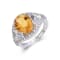 Oval Citrine with White Topaz Accents Sterling Silver Ring, 3.68ctw