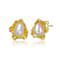 Organic Wave Pear Shape Pearl Stud Earrings In 14K Gold Over Sterling Silver
