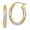 14k Yellow Gold and Rhodium Over 14k Yellow Gold Diamond-Cut 13/16"
Oval Hoop Earrings