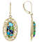 Multi-Color Blended Turquoise Oval Dangle Earrings In 18K Gold Over
Sterling Silver 17x7mm