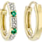 Lab-Created Emerald And Lab Sapphire Huggie In Solid 10K Yellow Gold 0.07ctw