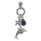 Rhodium Over Sterling Silver Oxidized Lapis Lazuli Dolphin and Starfish Pendant