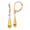 14K Yellow Gold Teardrop Dangle Leverback Earrings