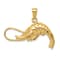 14k Yellow Gold 3D Polished and Textured Shrimp Pendant