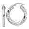 Rhodium Over Sterling Silver 3x29mm Diamond-Cut Twisted Tube Hoop Earrings