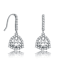 Pear Shape CZ Halo Drop Earrings In White Rhodium Over Brass