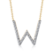 Lab-Grown Diamond Initial W Necklace In 14K Gold Over Sterling Silver 0.50ctw