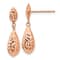 14k Rose Gold Diamond-Cut Puffed Teardrop Dangle Earrings