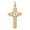 14K Two-tone Gold Textured Budded St. Benedict Cross Pendant
