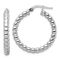 Rhodium Over Sterling Silver Polished 3mm Beaded Hoop Earrings