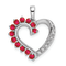 Rhodium Over 14k White Gold Ruby and Diamond Heart Pendant