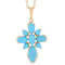 Turquoise Cross Pendant Necklace In 18K Gold Over Sterling Silver