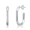 Hexagonal Open Hoop Earrings In White Rhodium Over Brass