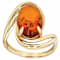 Amber Bypass Ring In 18K Gold Over Sterling Silver