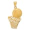 14k Yellow Gold Satin, Textured and Diamond-Cut Basketball and Net Pendant