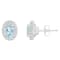 6x4mm Oval Aquamarine 1/6 ctw Diamond Rhodium Over Sterling Silver Halo
Stud Earrings