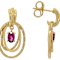 Rhodolite And White Zircon Earrings In 18K Gold Over Sterling Silver 3.50ctw