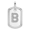 Rhodium Over 14k White Gold Diamond Initial B Dog Tag Charm