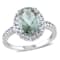Green Quartz and Created White Sapphire 10K White Gold Ring 2.92ctw