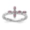Rhodium Over Sterling Silver Stackable Expressions Cross Pink Tourmaline
Ring 0.1ctw
