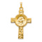 14k Yellow Gold Textured Cross with Saint Anthony Medal Pendant