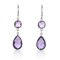 Purple Pear And Round Amethyst Sterling Silver Earrings 11ctw