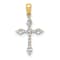 10k Yellow Gold and Rhodium Over 10k Yellow Gold Diamond Cross Pendant