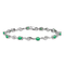 Rhodium Over 14k White Gold White Sapphire and Emerald Gemstone Bracelet