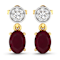 1.70ctw 14K Yellow Gold Red Ruby and White Diamond Halo Earrings