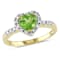 Peridot and Diamond 10K Yellow Gold Ring 0.92ctw