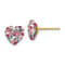 14k Yellow Gold 8mm Multi-Colored Crystal Heart Stud Earrings