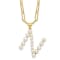 Gold Tone Sterling Silver 3-5.5mm Freshwater Cultured Pearl LETTER  N
18-inch Necklace