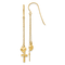 14k Yellow Gold Ropa Chain Puffed Heart and Diamond-Cut Cross Dangle Earrings