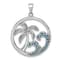 Rhodium Over Sterling Silver Cubic Zirconia Wave and Palm Tree Pendant