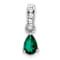 Rhodium Over 10k White Gold 0.5 cttw Pear Lab Created Emerald and Accent
Diamond Pendant