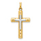 14k Two-tone Gold Textured and Polished Latin Cross Pendant