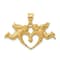14k Yellow Gold Satin and Diamond-Cut Angels Heart Pendant