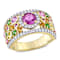 Pink, Orange Sapphire, Tsavorite and Diamond 14K Yellow Gold Ring 3.07ctw