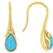 Turquoise Pear Dangle Earrings In 18K Gold Over Sterling Silver 8x5mm